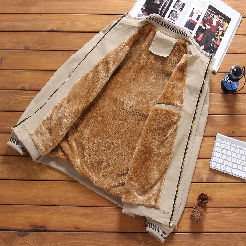 Mens Black Bomber Jackets 2019 Casual Male Outwear Fleece Thick Warm Windbreaker Jacket Mens Milita