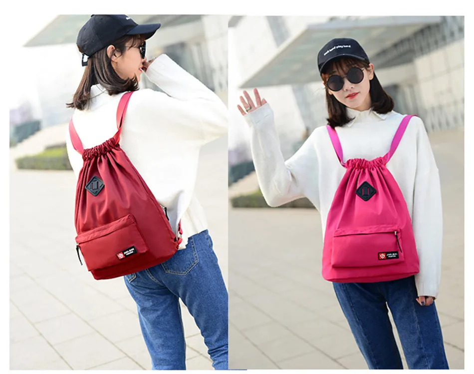 Outdoor Sports Running Large Capacity Drawstring Backpack Men And Women Swimming Fitness Waterproof Soft Back Backpack Gym Bag