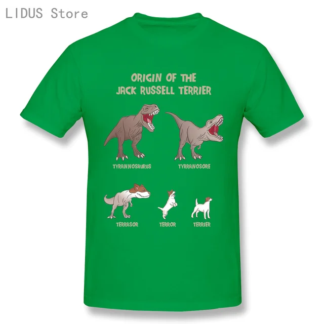 LIDUS Origin Of The Jack Russell Terrier Evolution History Meme Shirt Short Sleeved Tshirt Fashion Cotton T-shirt Tee Shirts green