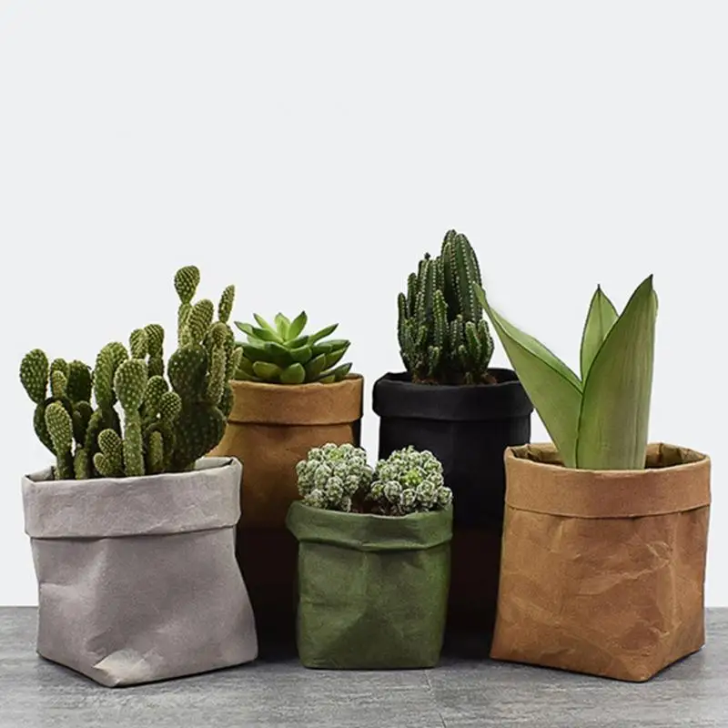 Reusable Mini Succulents Planter Pot Washable  Paper Flowerpot Eco-friendly Desktop Flower Pots Multi-use Home Storage Bag