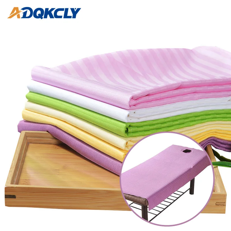 

With Breath Hole Beauty Massage Table Sheet 100% Cotton Strip Massage Bed Cover for Spa Treatment 80*190/120*190cm Stain Sheet