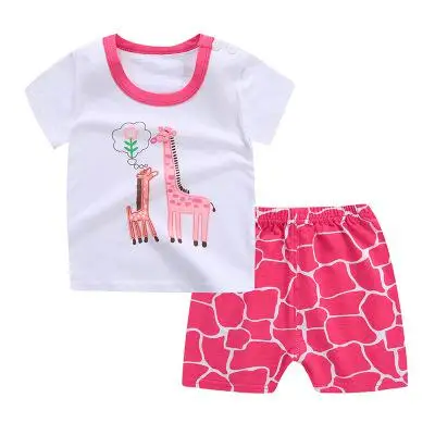 Summer Short Sleeve Suit Baby Boys Girls Clothing Set Cotton Children's Clothes Suit Casual Outerwear T-shirts Two-piece Set - Цвет: P5