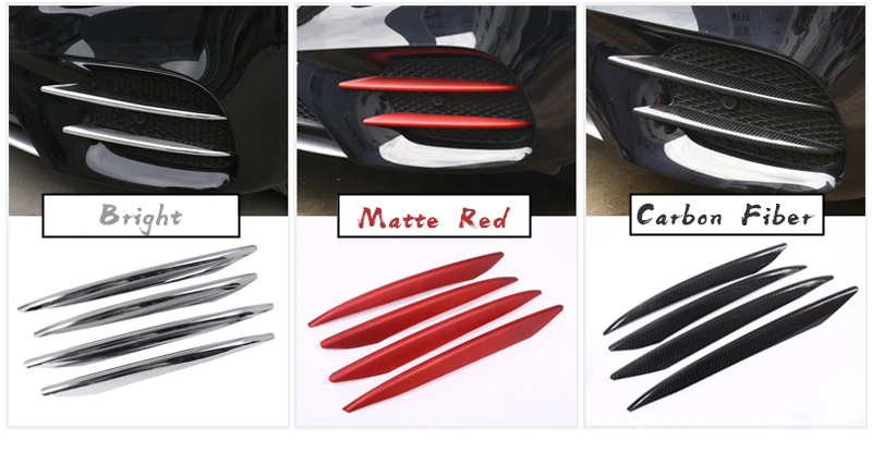 4pcs For Mercedes Benz E Class W213 E200 E300 2016-2018 Car Styling Front Fog Lamps Cover Grille Slats Fog Lights Trim Strips