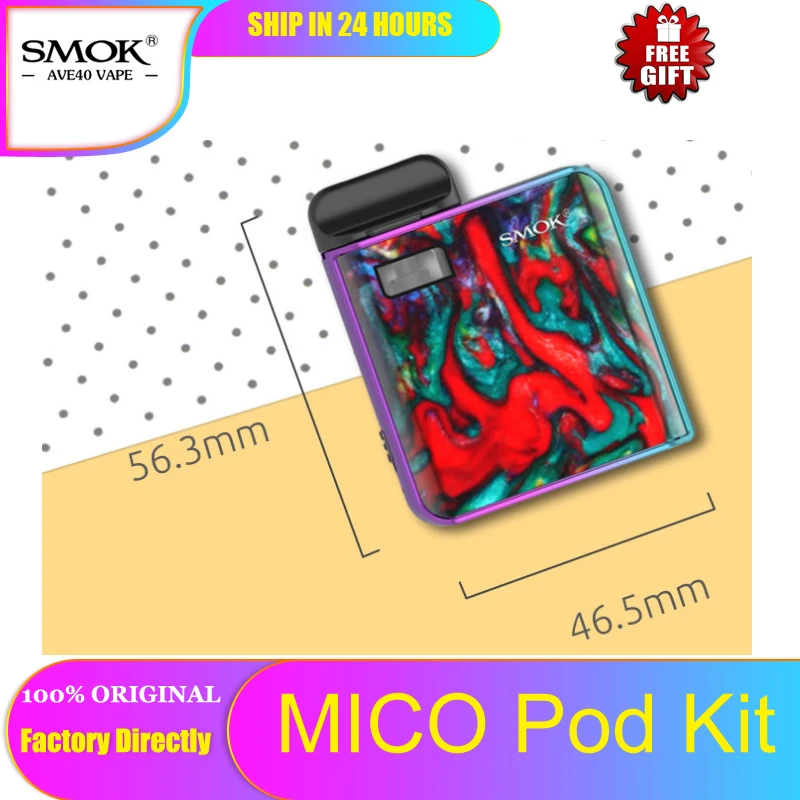 

Original Resin Electronic Cigarettes SMOK MICO Pod Kit 700mah Battery 1.7ML Pod Capacity with 0.8ohm Mesh 1.0ohm Coil MTL Vape