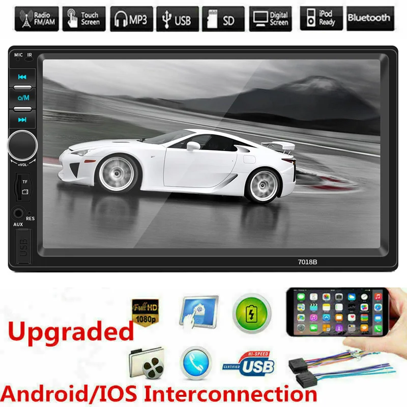 7 дюймов 7018B DIN Авто MP5 MP3 плеер Bluetooth сенсорный USB FM стерео радио