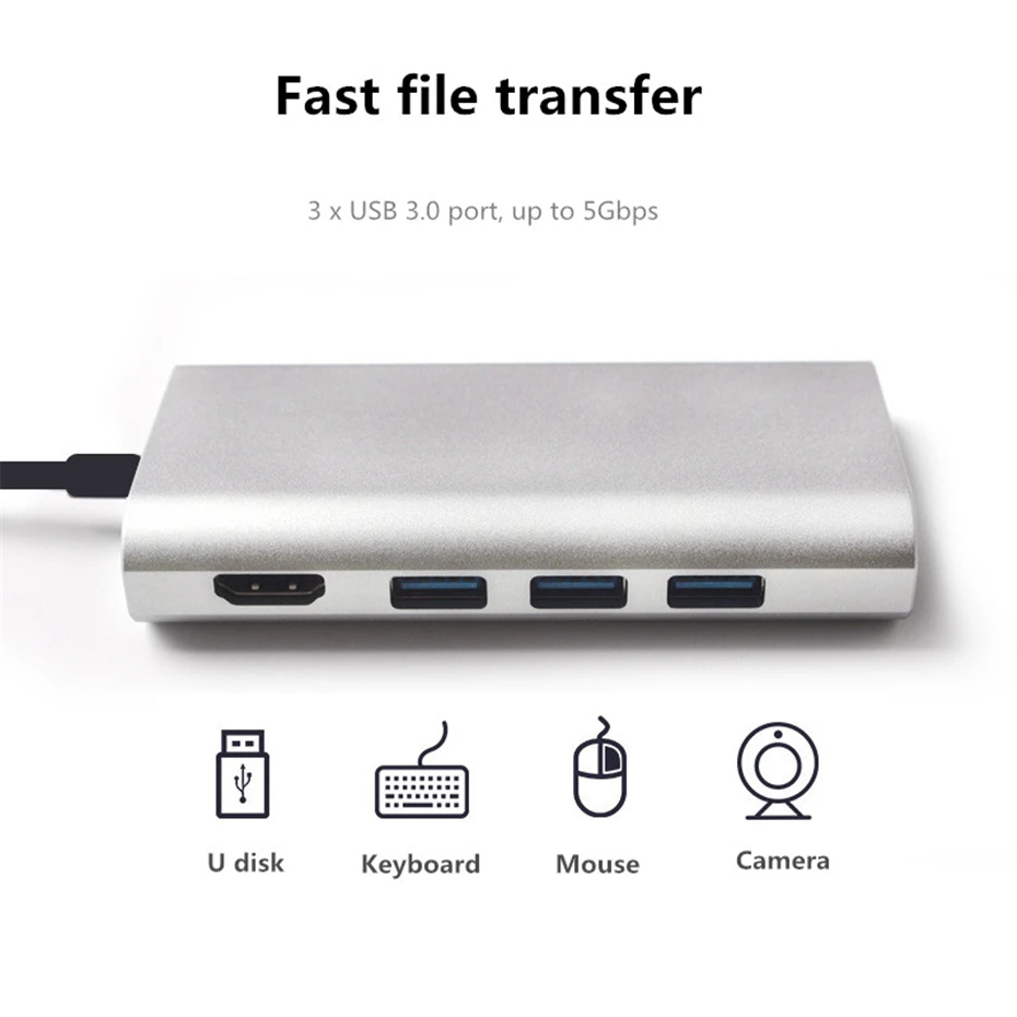 USB-C сплиттер type C 3,1 3 порта USB 3,1 концентратор для нескольких USB 3,0 HDMI SD/TF кард-ридер адаптер для MacBook Pro Аксессуары