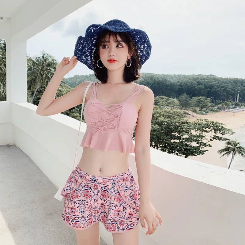 

Bathing Suit Women's Split Skirt-Small Bust Sexy Belly Covering Slimming Conservative Students South Korea Graceful Bubble Hot S