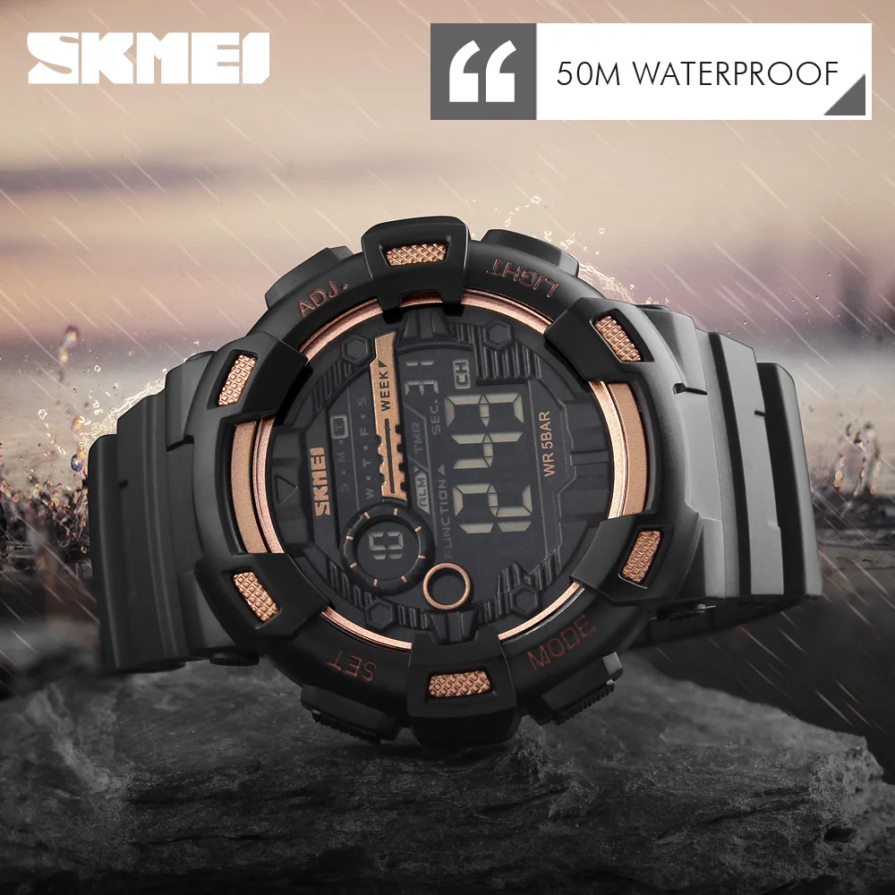 SKMEI Japan Digital move мужские спортивные часы светодиодный дисплей наручные 50 м