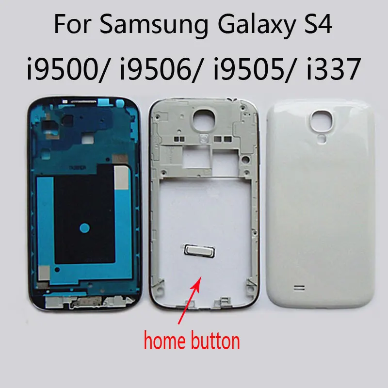 Полный корпус для Samsung Galaxy S4 i9500 i9506 i9505 i337 m919 Новая передняя рамка + средняя Крышка