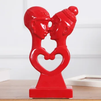 

RED CERAMIC LOVERS HOME DECOR CRAFTS ROOM DECORATION CERAMIC HANDICRAFT ORNAMENT PORCELAIN FIGURINES WEDDING DECORATIONS