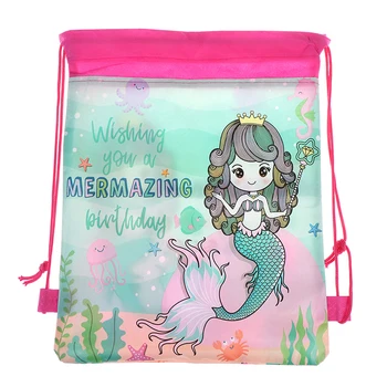 

1PC Mermaid Backpack Kids Travel School Decor Drawstring Non-woven Bag Gift Bags