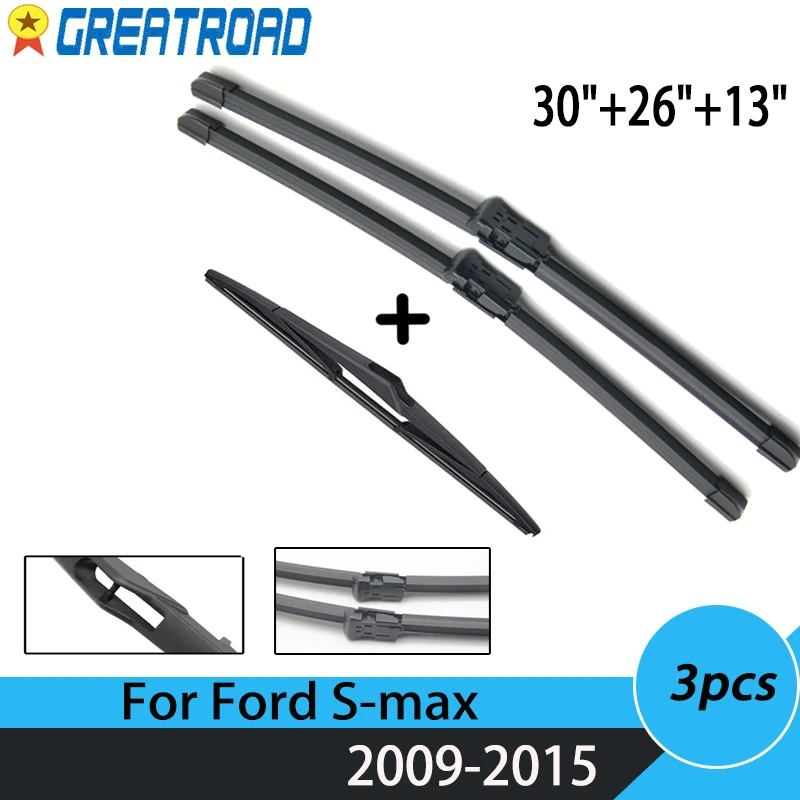 

Wiper LHD RHD Front Rear Wiper Blades Set For Ford S-max 2009-2015 Windshield Windscreen Front Rear Window 30"+26"+13"