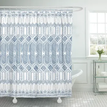 

Diamond Batik Pattern Indonesia Tribal Ethnic Collection of The Aztecs Navajo Indian Moroccan Shower Curtain Waterproof
