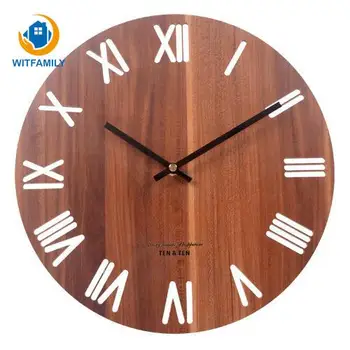

Wooden Living Room Simple Modern Design Wood Grain Round Personality Bedroom Minimalist Decoration Quartz Clocks Nordic Watch