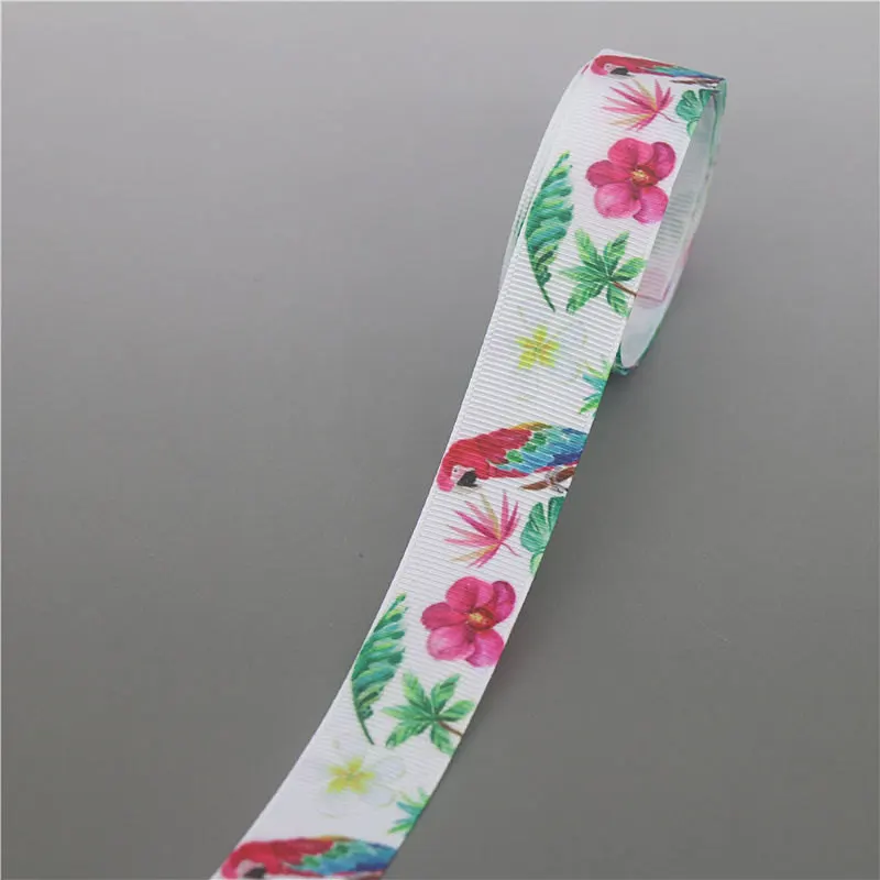 DHK 50 ярдов Фламинго король напечатанный Grosgrain ленточный аксессуар Hairbow головной убор украшение «сделай сам» оптом OEM S1155 - Цвет: 10238