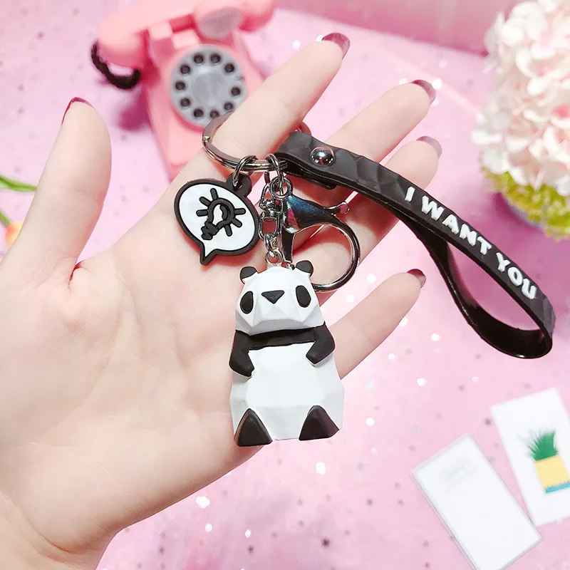 2019 New Fashion Cute Dinosaur Keychain Key Ring Fashion Cartoon PU Key Chain Creative Car Bag Phone Key Ring (17)