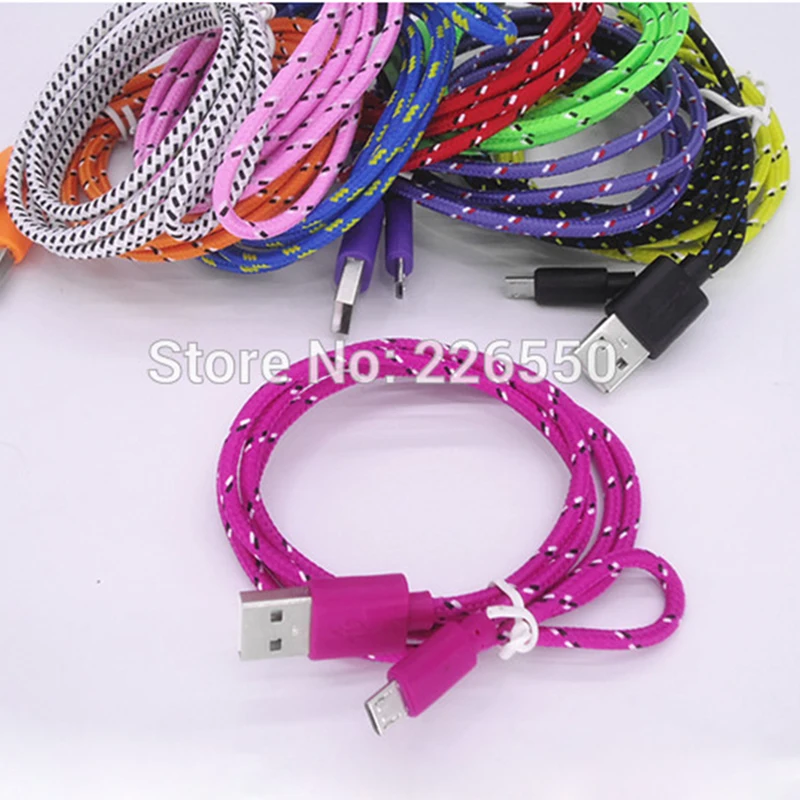 50pcs/lot 1/2/3M Fabric Nylon Braided 8pin USB Cable Durable Data Sync line Braid charging Cord for iPhone Xs Max 8 7 6 6Plus 5 | Мобильные
