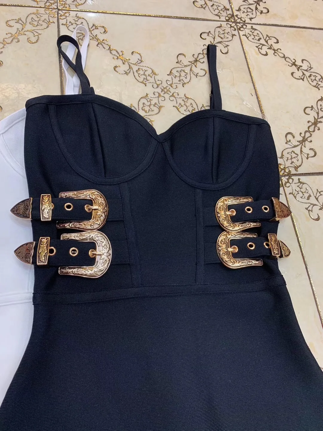 Vestidos Для женщин сексуальный DesignerV образным вырезом психического черно-белое Бандажное платье как у знаменитостей, ночное клубное мини вечерние платья