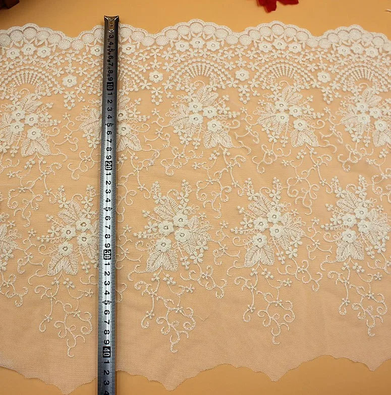 Double Side Soft Mesh Embroidered Lace Fabric Sofa Curtain Clothing Lace Trim Accessories Width 40cm3Yards/lot