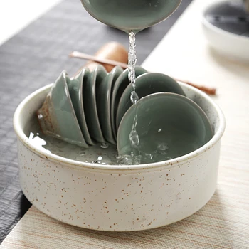 

Large Straight Tea Wash Pottery Chinese Tea Ceremony Tea Set Six Gentleman Ceramic Accessories Cup Water Wash Pen Washing