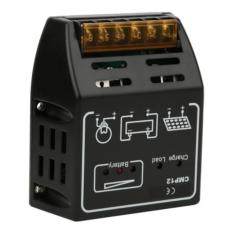 CMP12 20A 12 V/24 V Солнечный контроллер заряда черного цвета с защита от перезарядки/Защита от избыточной разрядки