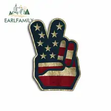 EARLFAMILY 13cm x 11.8cm for American Peace Sign Funny Car Stickers Vinyl JDM Bumper Trunk Truck Graphics RV 3D DIY Fine Decal