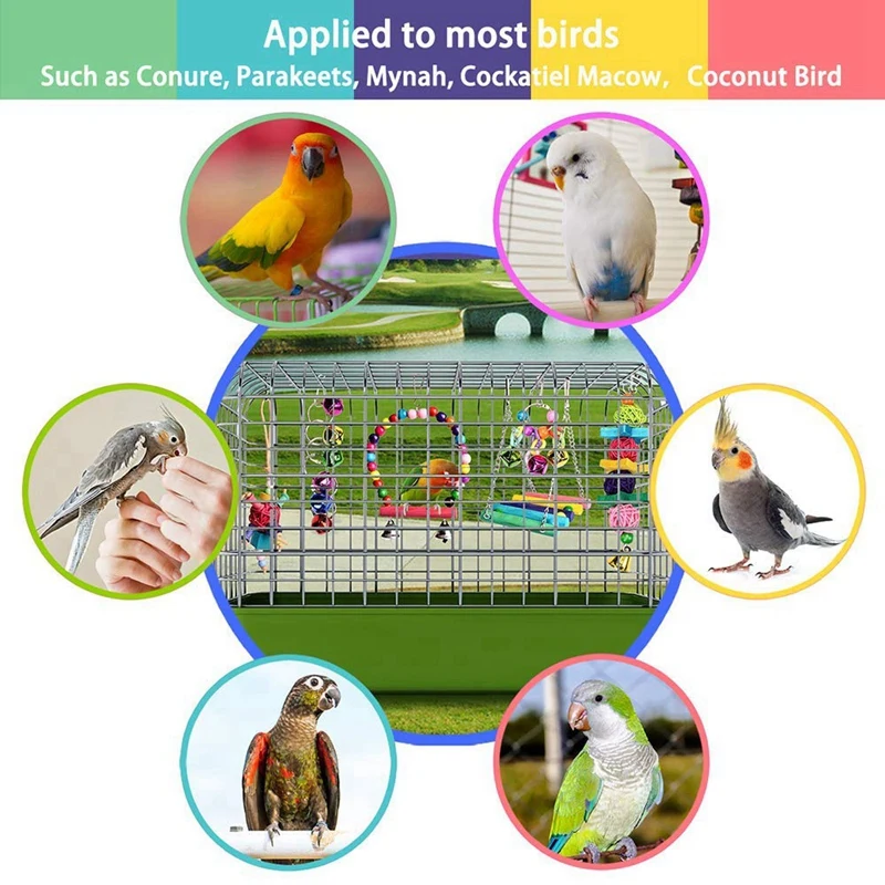 BMBY-Bird Parrot Toys-птица висячая Shredding Swing Жевательная лестница для птиц колокольчик игрушки для Conure, Parakeets, Mynah, Cockatiel Macow, Co