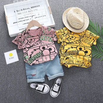 

Summer Baby Girls Boys Clothes Suits Toddler Infant Clothing Sets T Shirt Shorts Jeans Kids Children Vacation Costume