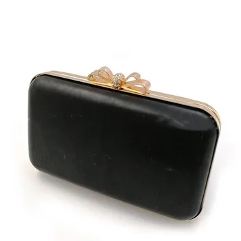 

20X12.5 cm retangle minaudiere box clutch frame with plastic covers gold bow claps evening purse frames obag handles wholesale