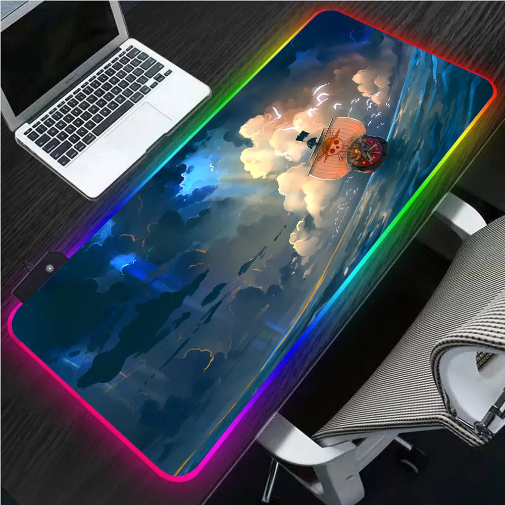 

Anime One Piece of Large Laptop Keyboard Pad RGB Oversized LED Luminous Anime Mouse Pad XXLGaming Mouse Pad USB PC Gaming Desk