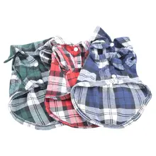 Сезон: весна–лето клетчатая одежда с принтом в виде собак летние футболки для собак для малых и средних собак Щенки Костюмы йорков Чихуахуа Одежда