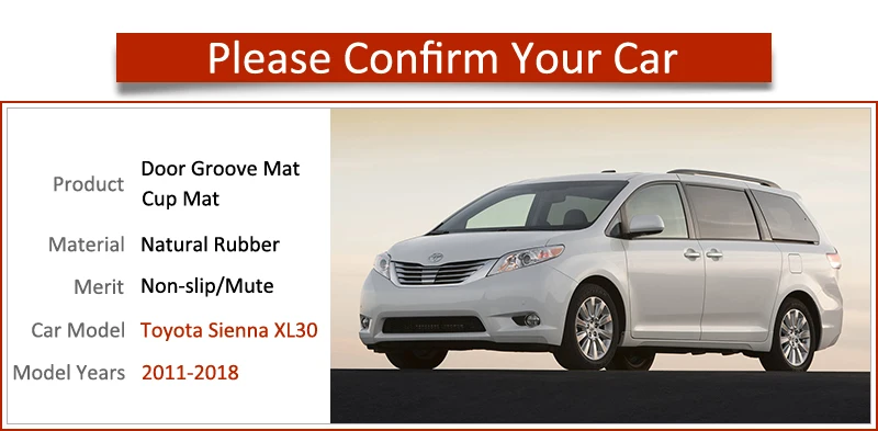 Салонные подложки для Toyota Sienna 30 XL30 2011 2012 2013 анти-скольжения Мат затворный слот подставка анти-грязный коврик
