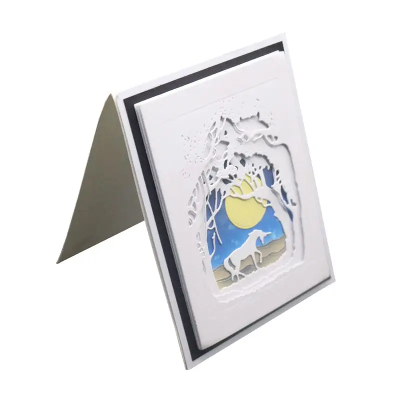 Животные под лунным светом металлические штампы Трафарет DIY Скрап заказ штамп