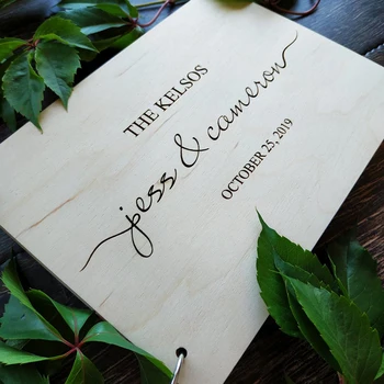 

Custom Wooden Guest Book , Engraved Rustic Wedding Album, Ideal Personalized Gift for Wedding Anniversary Engagement