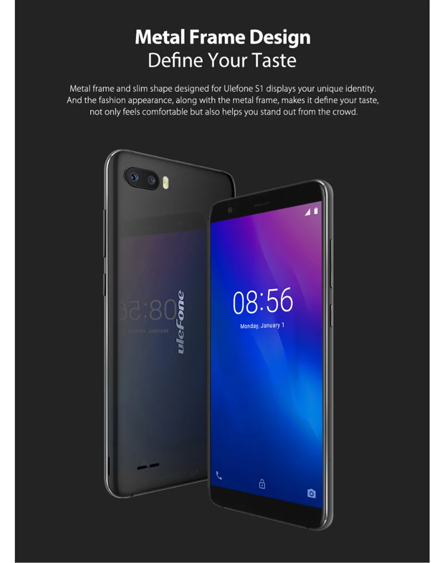 Ulefone S1 Android 8,1 смартфон MT6580 4 ядра 5,5 ''HD 8MP 1 ГБ Оперативная память 8 ГБ Встроенная память 3000 мА/ч, 3g WCDMA Face ID мобильного телефона