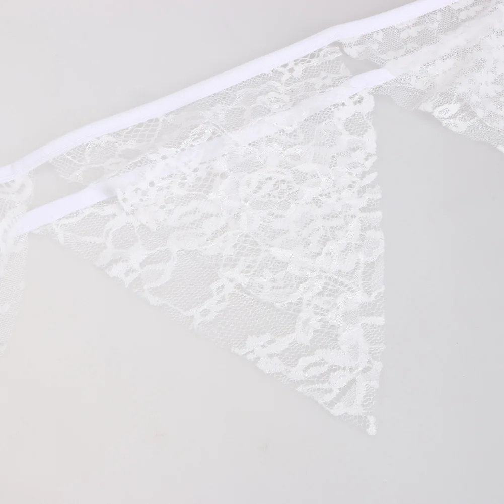 Lace Flags Party Wedding Decor Pennant Fabric Bunting Banner Decoration