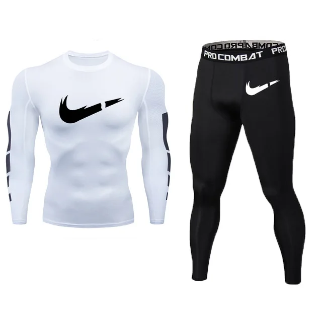 Брендовый мужской костюм для фитнеса, чистые черные колготки+ леггинсы, нижнее белье для спортзала, фитнеса, тренировок, дышащий спортивный костюм, одежда для бега