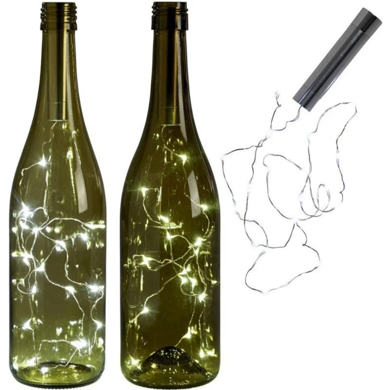 

1M LED Wine Bottle Cap Cork Copper Wire String Silver Wire String 10 LEDs Waterproof Color Holiday Festival Party Lights String