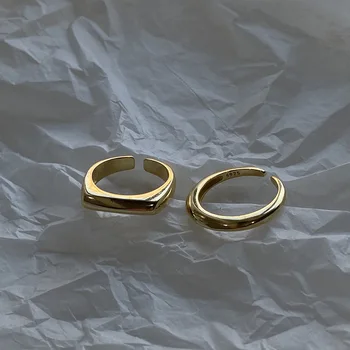 

GHIDBK Minimalist 925 Sterling Silver Glossy Open Rings Vintage Geometrical Rings Women Street Style Statement Ring Wholesale