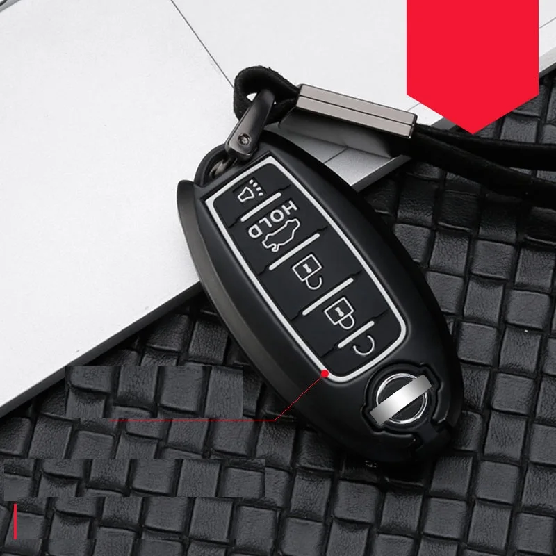 E black white Сплав из углеродного волокна+ силиконовый чехол для ключей чехол для Nissan Qashqai J10 J11 X-Trail t31 t32 kicks Tiida Pathfinder муранское Примечание Juke - Название цвета: E black white
