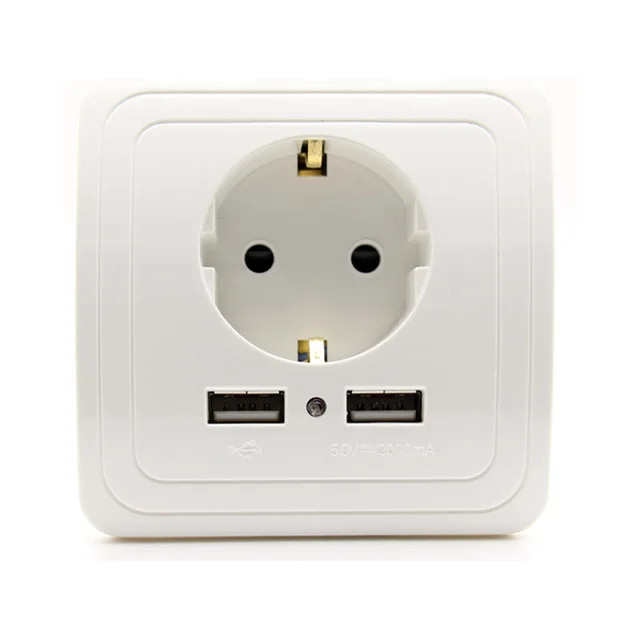UNKAS 2000mA Wall Charger Adapter Best Dual USB Port Socket With USB EU Standard Plug Socket Power Outlet Panel - Тип: 2000mA White
