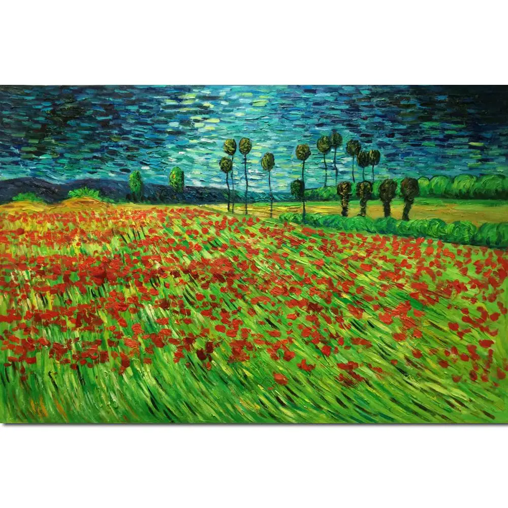 

Wall Art Landscape Paintings Vincent Van Gogh Field of Poppies Hand Painted Abstract Artwork on Canvas Modern Picture Room Decor