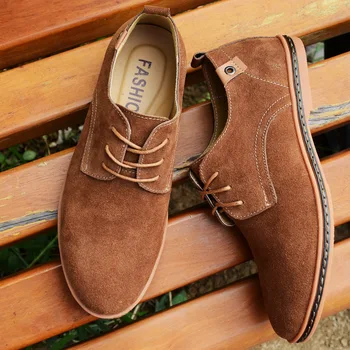 

Fashion Men Casual Shoes New Spring Winter Men Flats Lace Up Male Suede Oxfords Men Leather Shoes Zapatillas Hombre Size 38-48