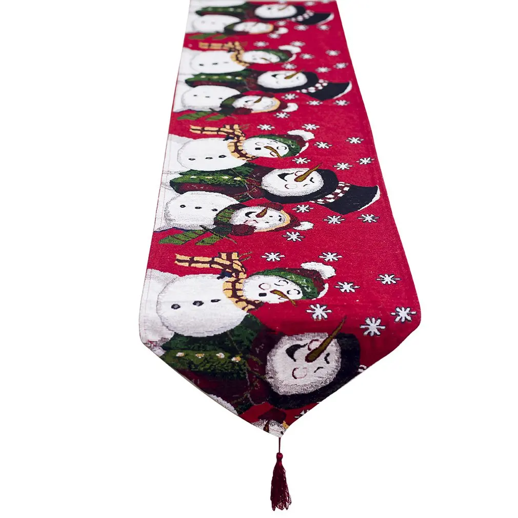  Cotton Christmas Table Flags Decorations Embroidered Christmas Tree ELK Snowman Desktop Decoration 