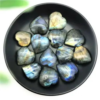 

Natural Labradorite Heart Shape Crystal Moonstone Tumbled Stone Reiki Healing Decoration Natural Stones and Minerals