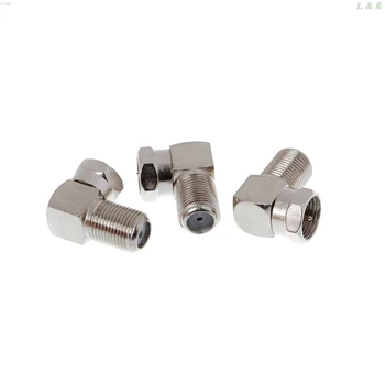 

3 Pcs Copper F Male Plug to F Female Jack Right Angle Adapter 90 Degree Coax TV L29K