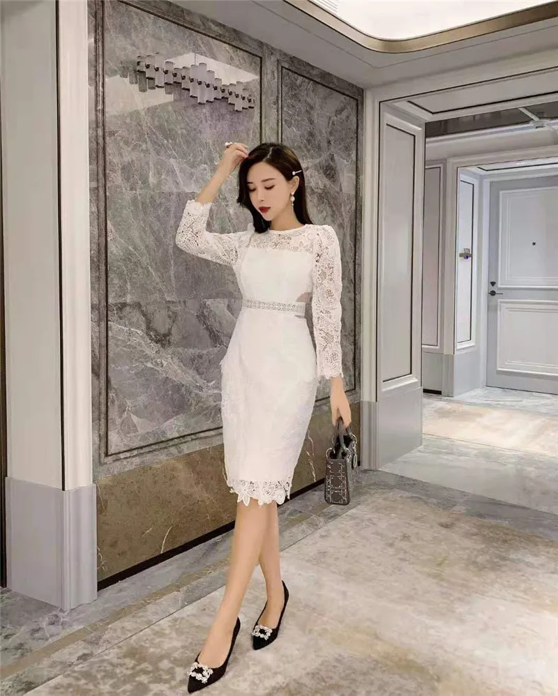 New Arrival spring Autumn Self-portrait Hollow out Embroidery Lace Dress Women Patchwork Luxury Runway Dresses vestidos