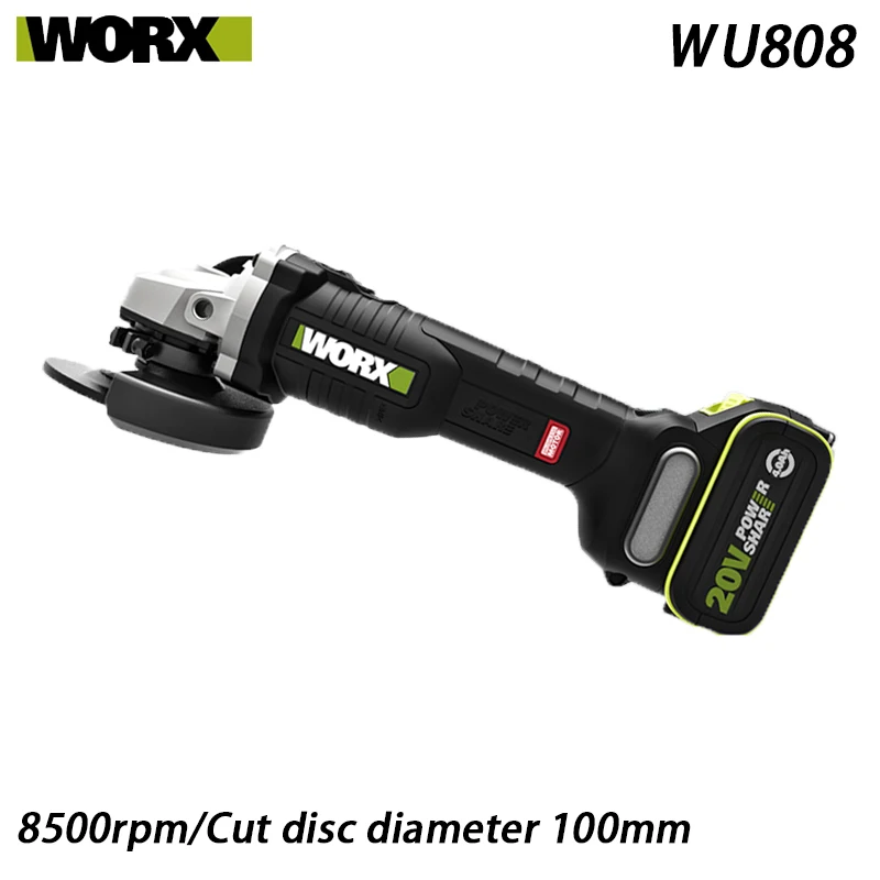 WORX WU808 Angle Grinder 20V 3 speeds Brushless Motor Rechargeable Power Multi-function Polishing Cutting Share Battery Platform |