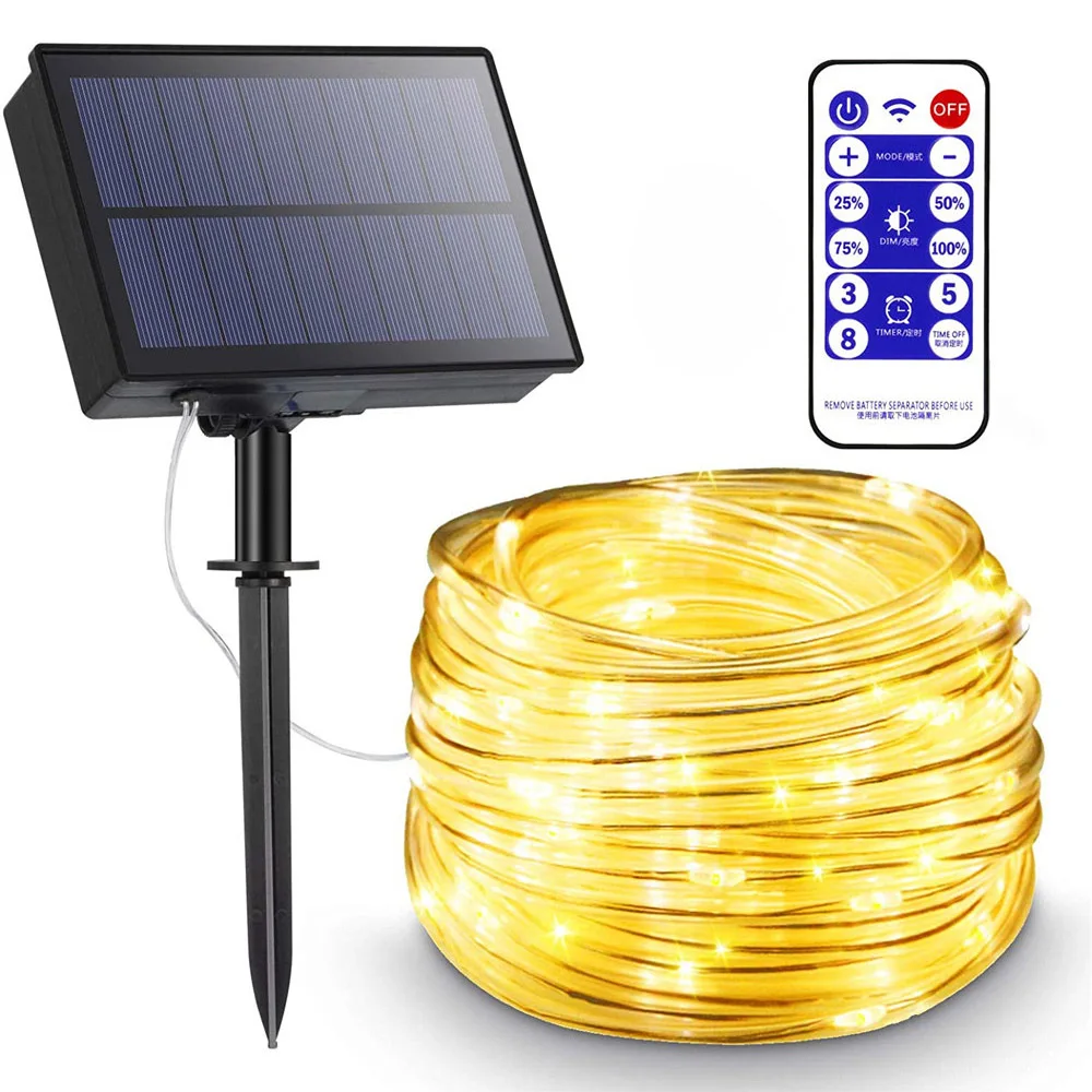 

10M/20M/30M Solar Powered Rope String Lights Outdoor Waterproof Copper Wire Tube Fairy Light for Party Weddings Christmas Garden