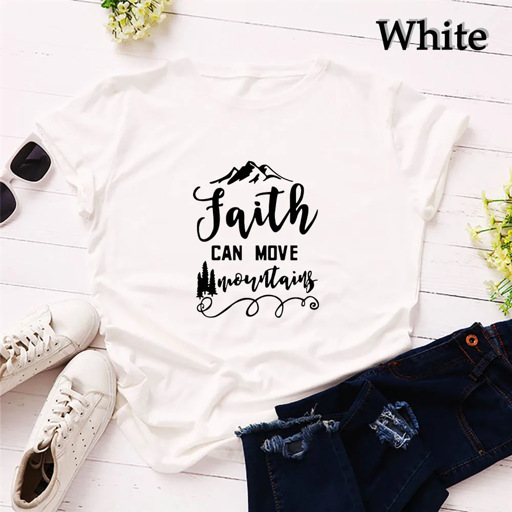 White 2QIMU Faith Can Move govers футболка модная женская вдохновляющая Религиозная Христианская Футболка Топ Повседневная графическая хипстерская хлопковая футболка - Цвет: White
